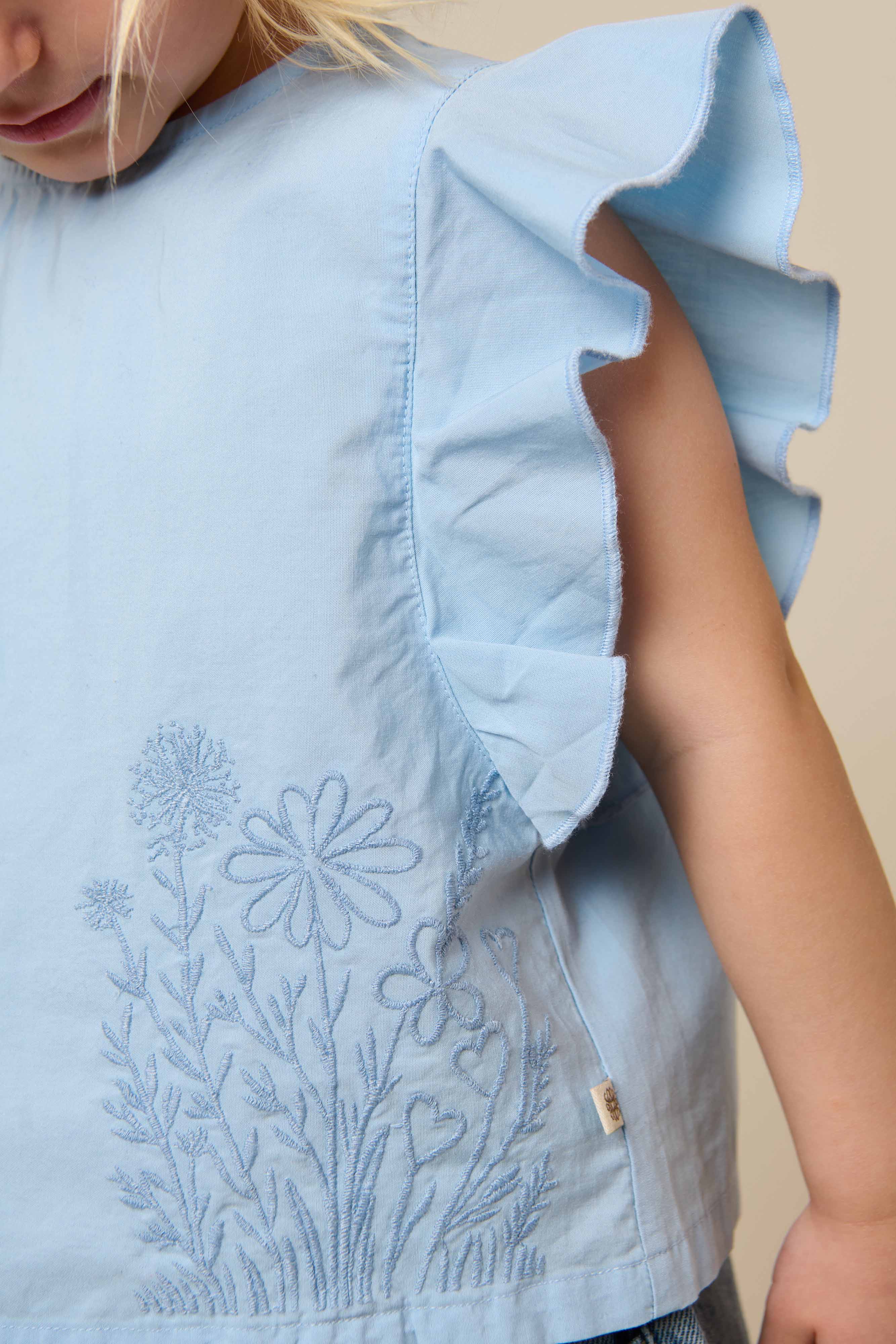 Popelinebluse mit Stickerei - Kids - Powder Blue | 101042 Barbara - Image 4