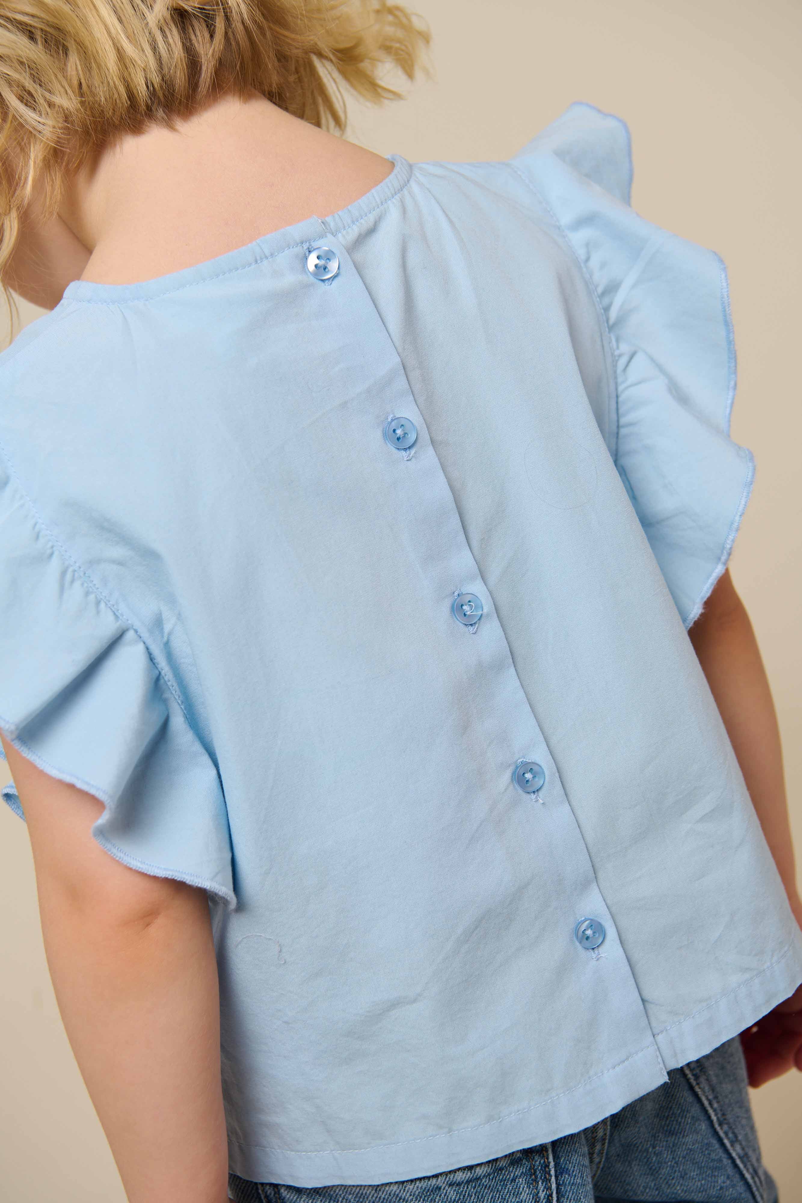 Popelinebluse mit Stickerei - Kids - Powder Blue | 101042 Barbara - Image 6