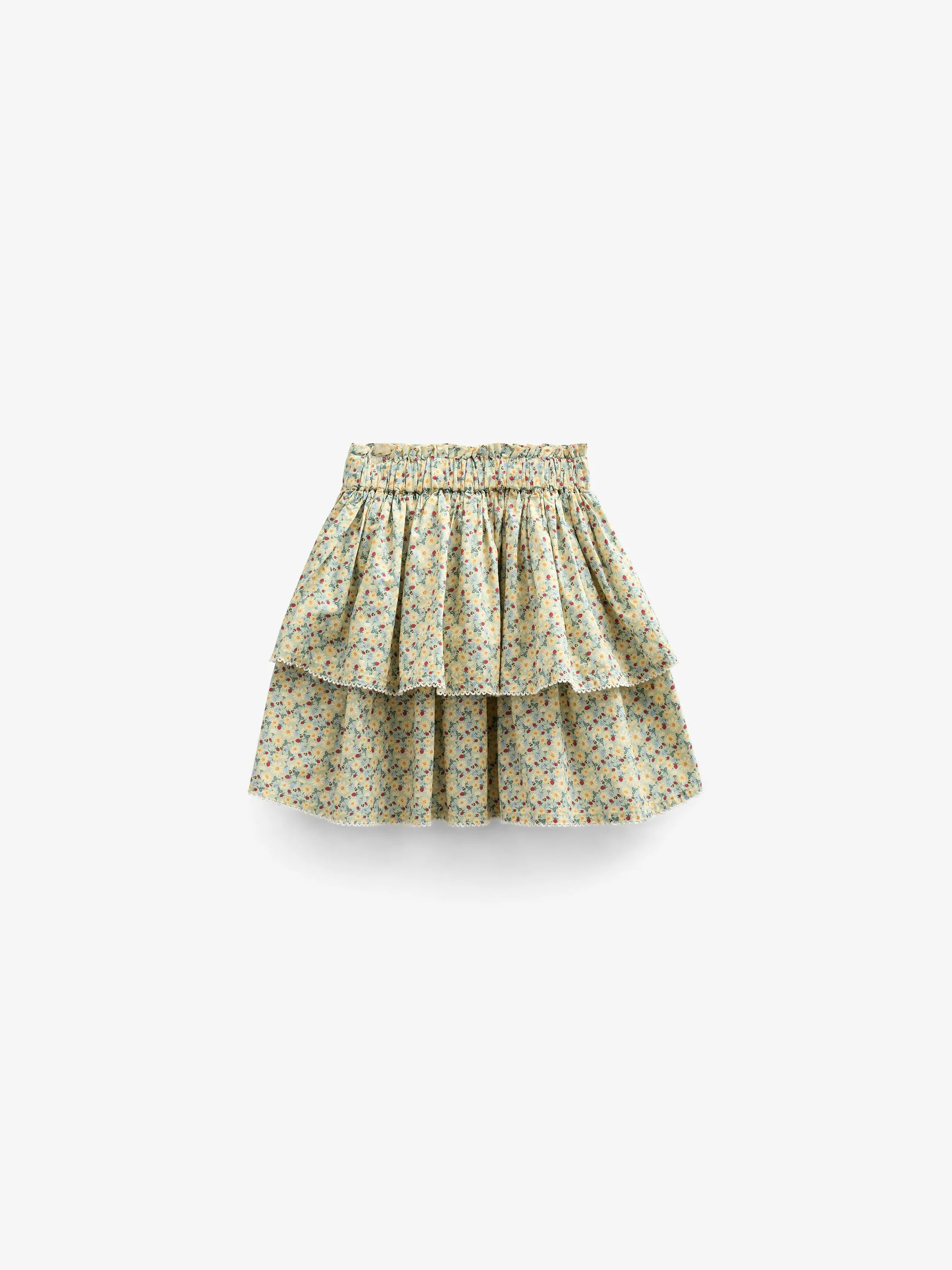 Poplin-Rock mit Blumenmuster und Rüsche - Kids - Green | 100954 Poppy