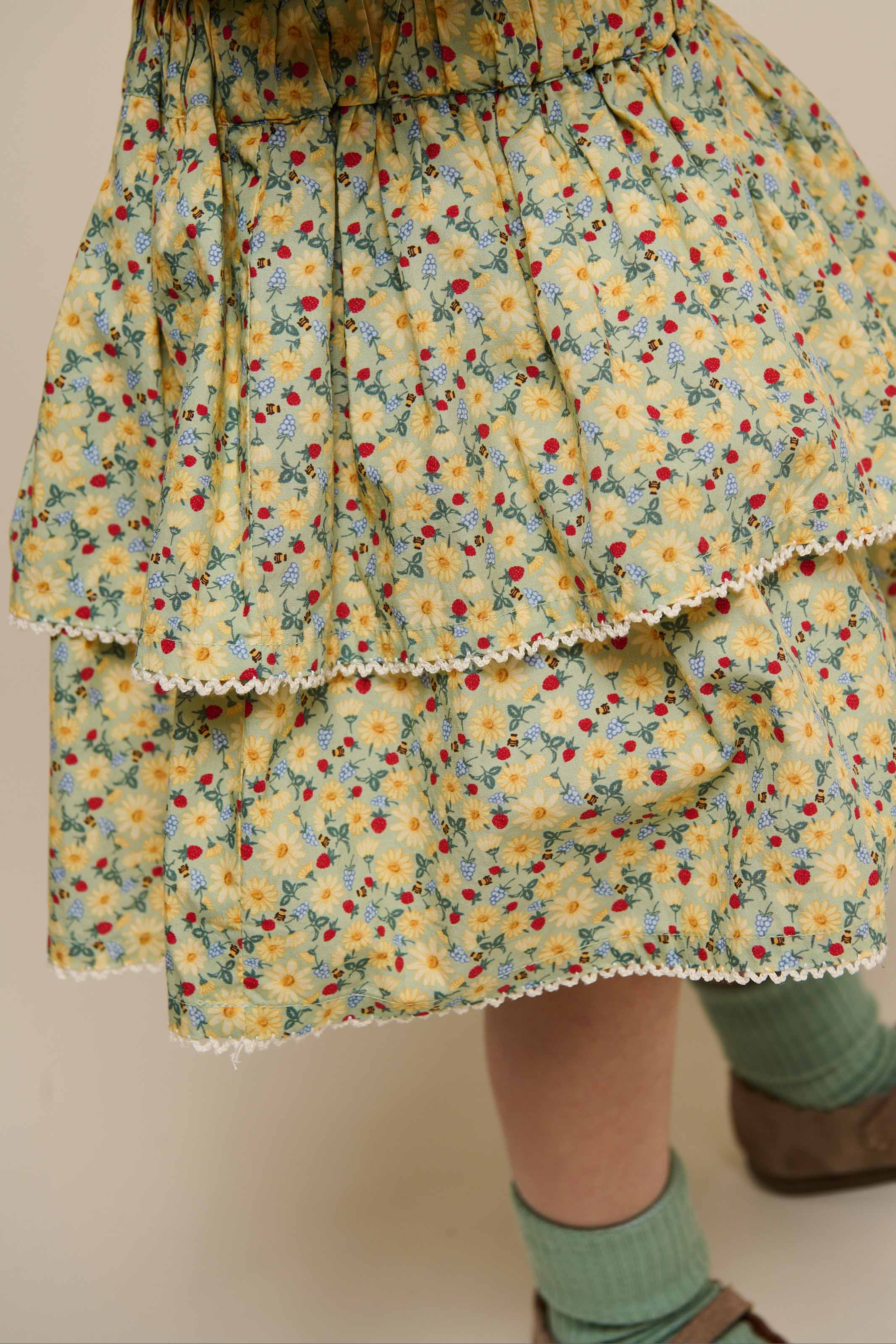Poplin-Rock mit Blumenmuster und Rüsche - Kids - Green | 100954 Poppy - Image 4