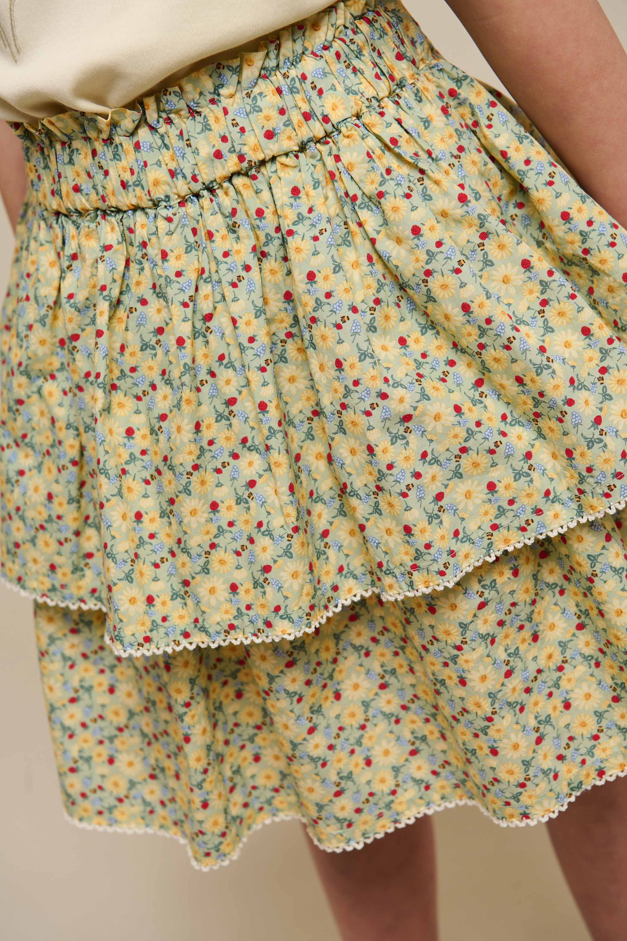 Poplin-Rock mit Blumenmuster und Rüsche - Tween - Green | 100955 Poppy - Image 4