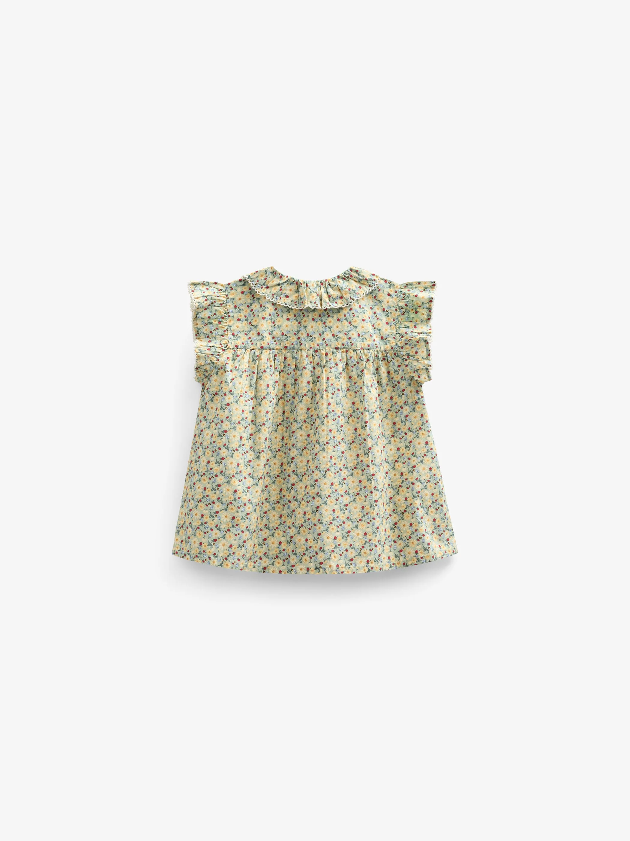 Poplin-Top mit Blumenmuster und Rüsche - Kids - Green | 100950 Poppy - Image 3