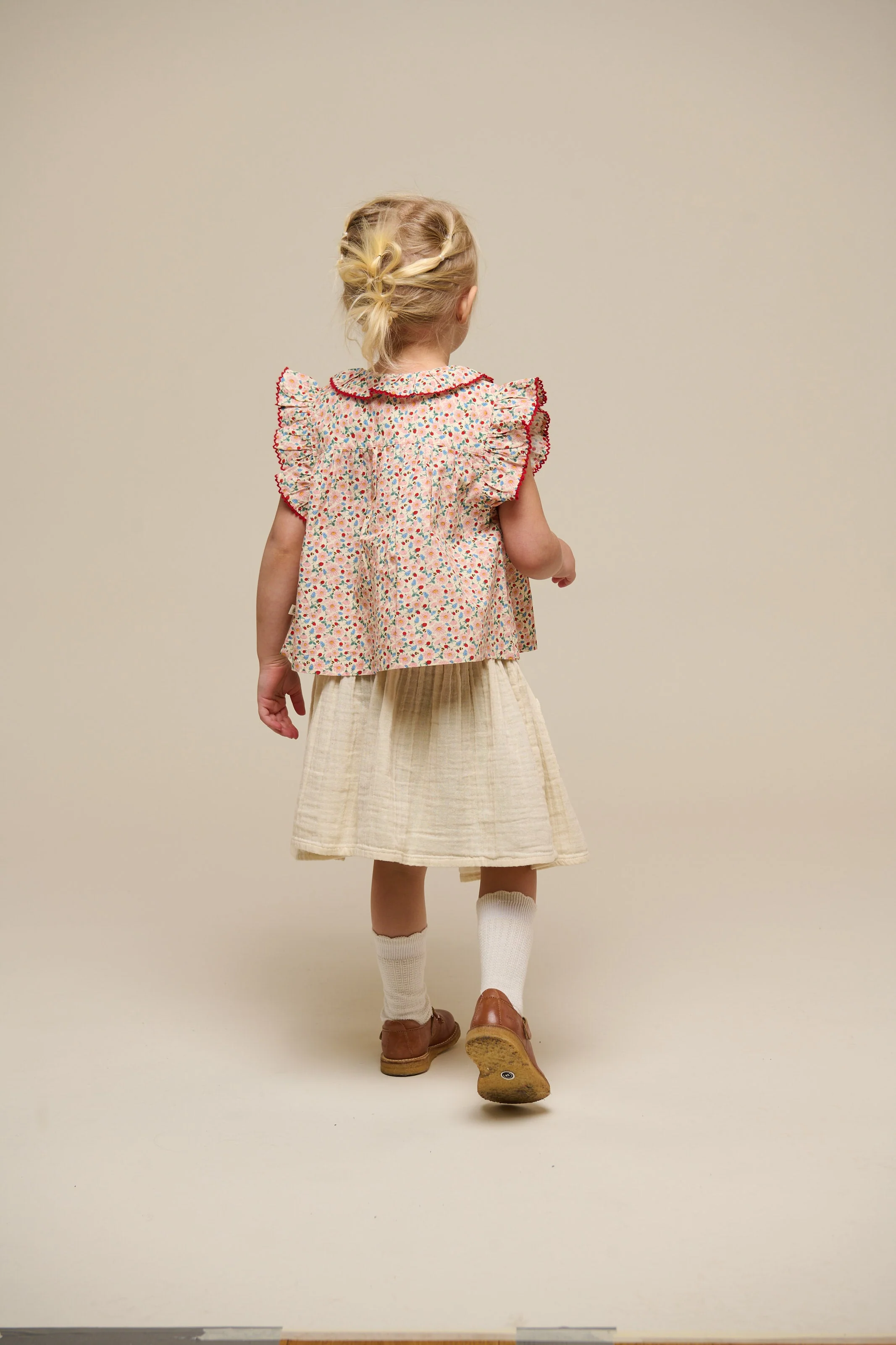 Poplin-Top mit Blumenmuster und Rüsche - Kids - Rose | 100948 Poppy - Image 5