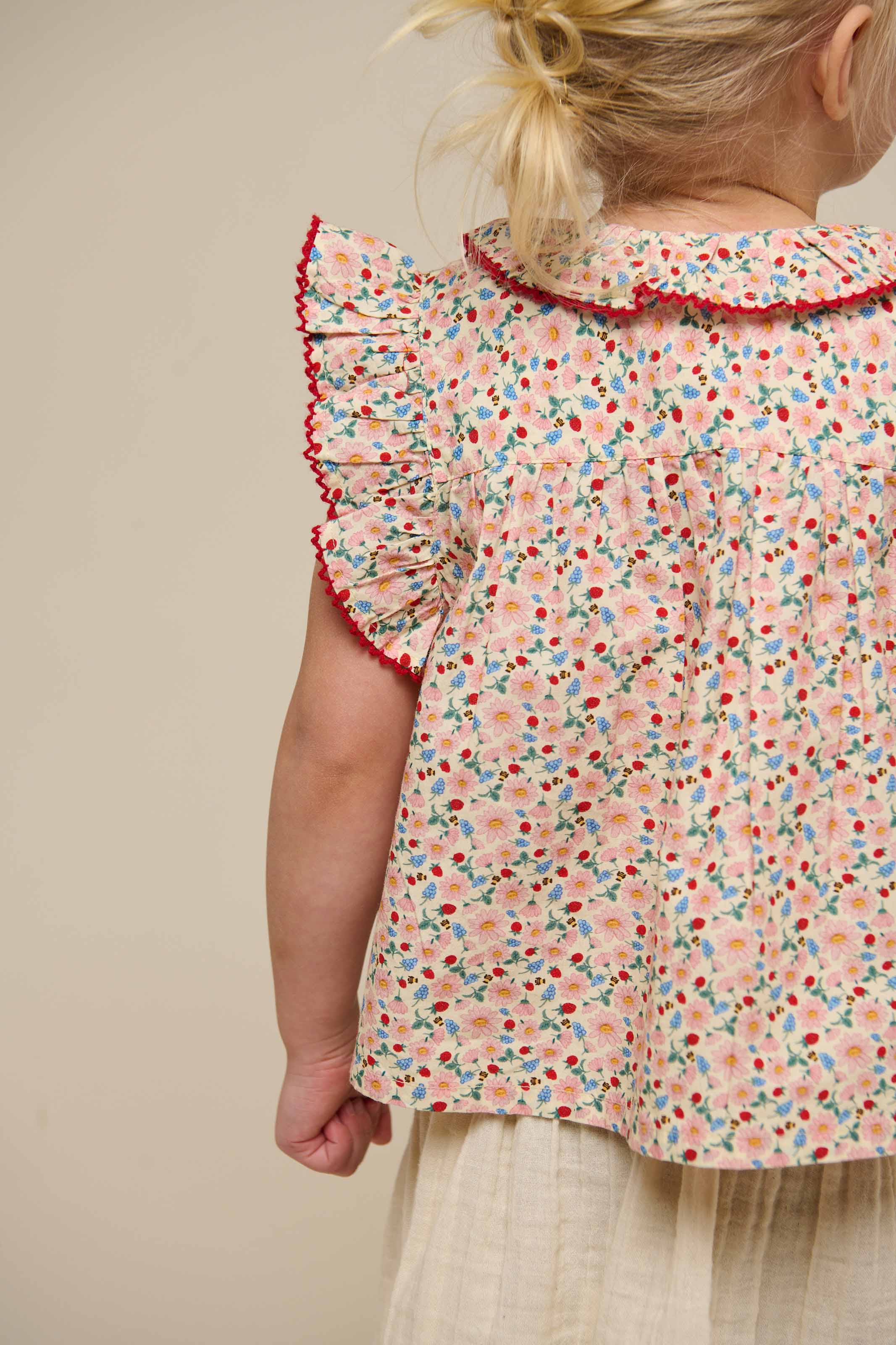 Poplin-Top mit Blumenmuster und Rüsche - Kids - Rose | 100948 Poppy - Image 6