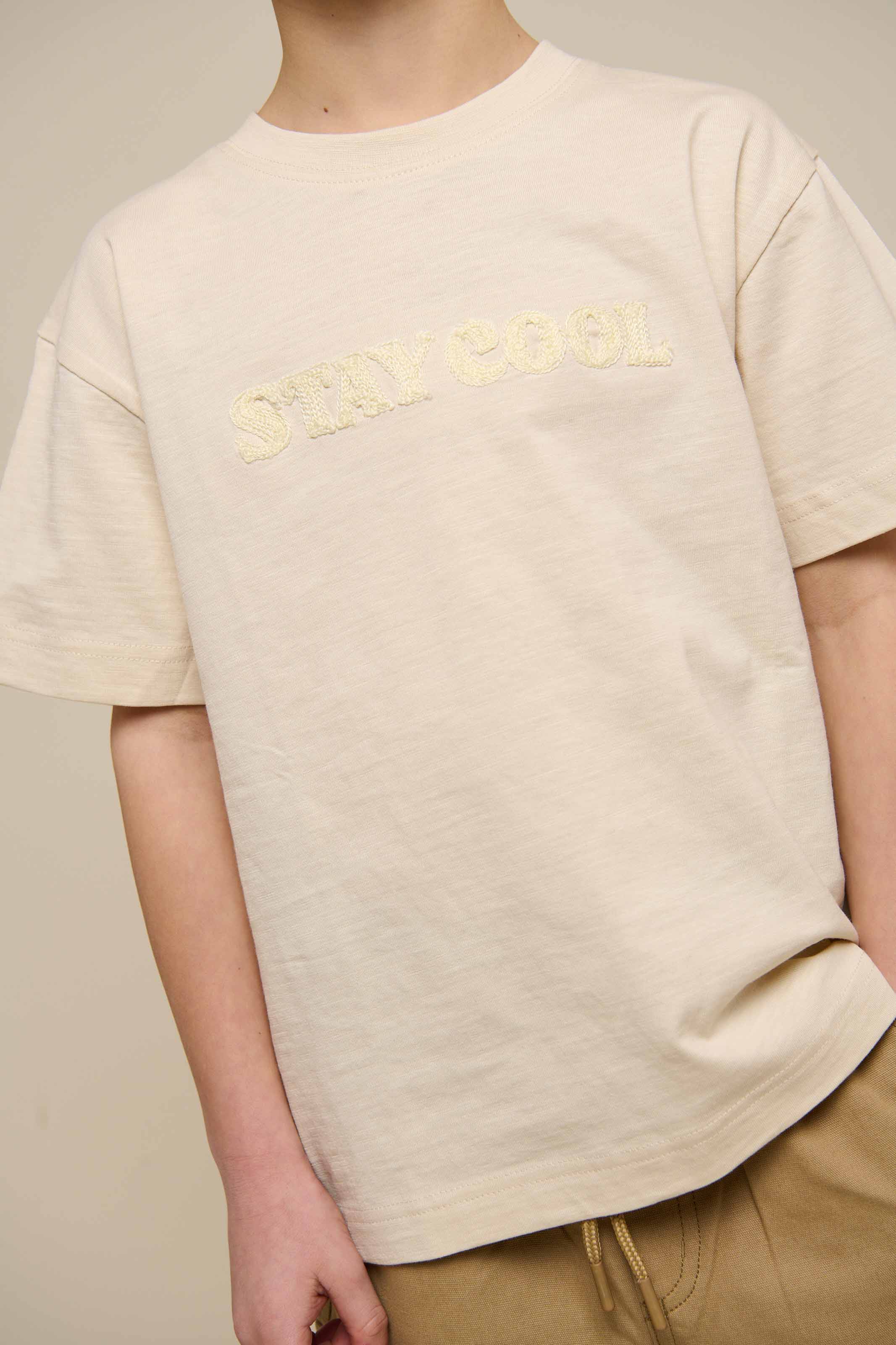Slub-Jersey Stickerei T-Shirt - Tween - Off White | 101160 Villum - Image 6