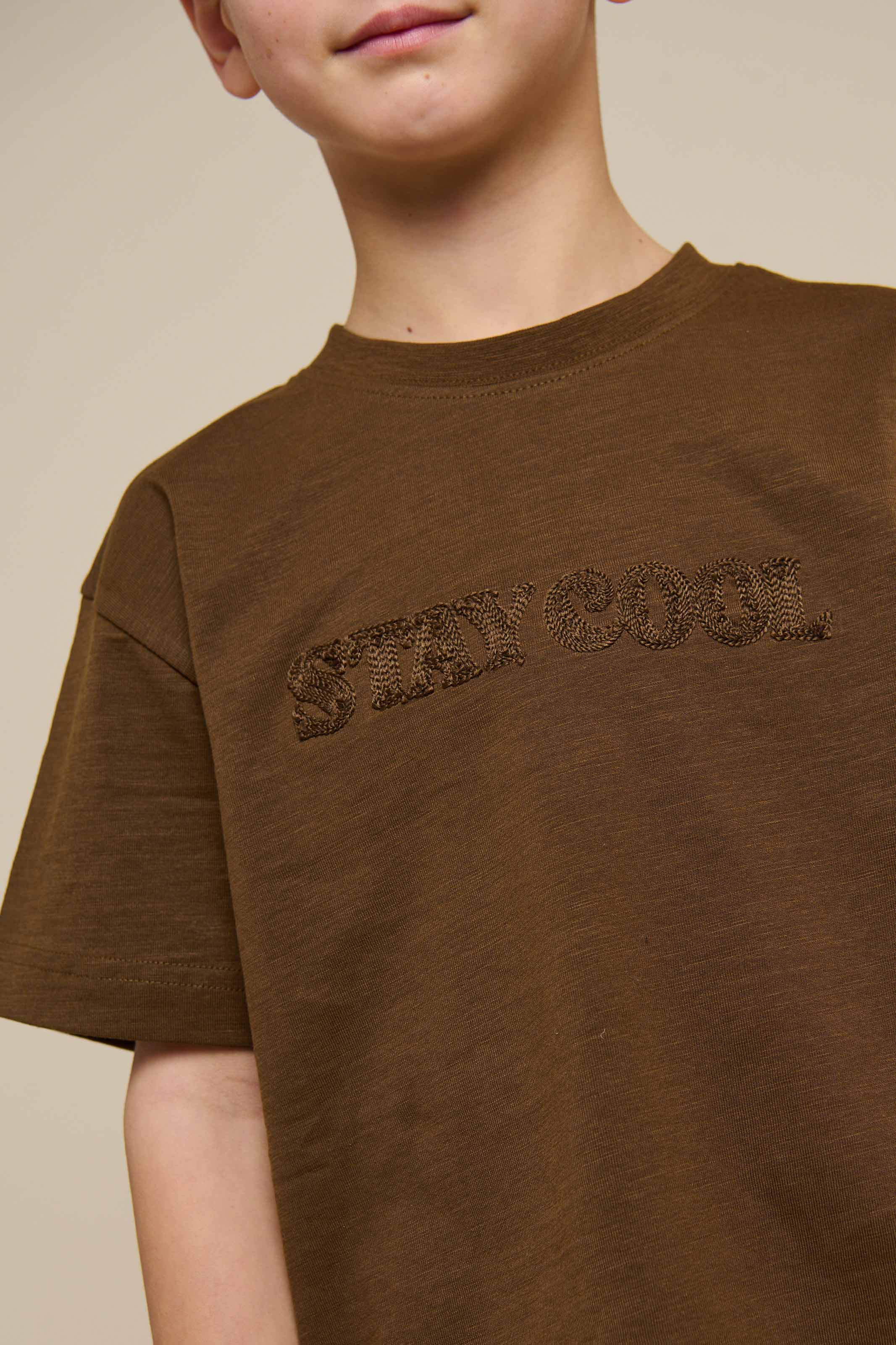 Slub-Jersey T-Shirt mit Stickerei - Tween - Dark Brown | 101158 Villum - Image 4