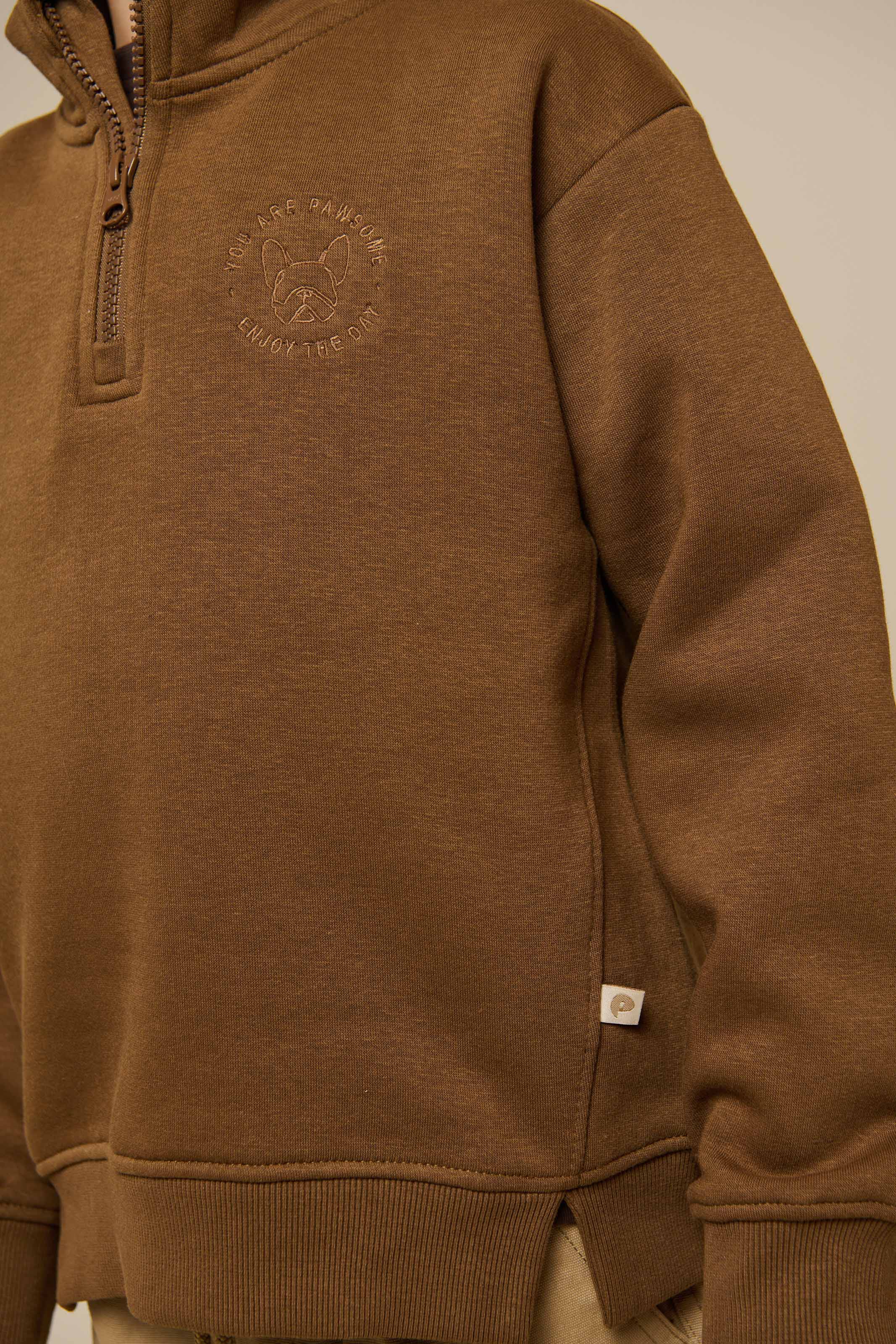 Sweatshirt mit halbem Reißverschluss - Tween - Coffee | 100809 Tristan - Image 4