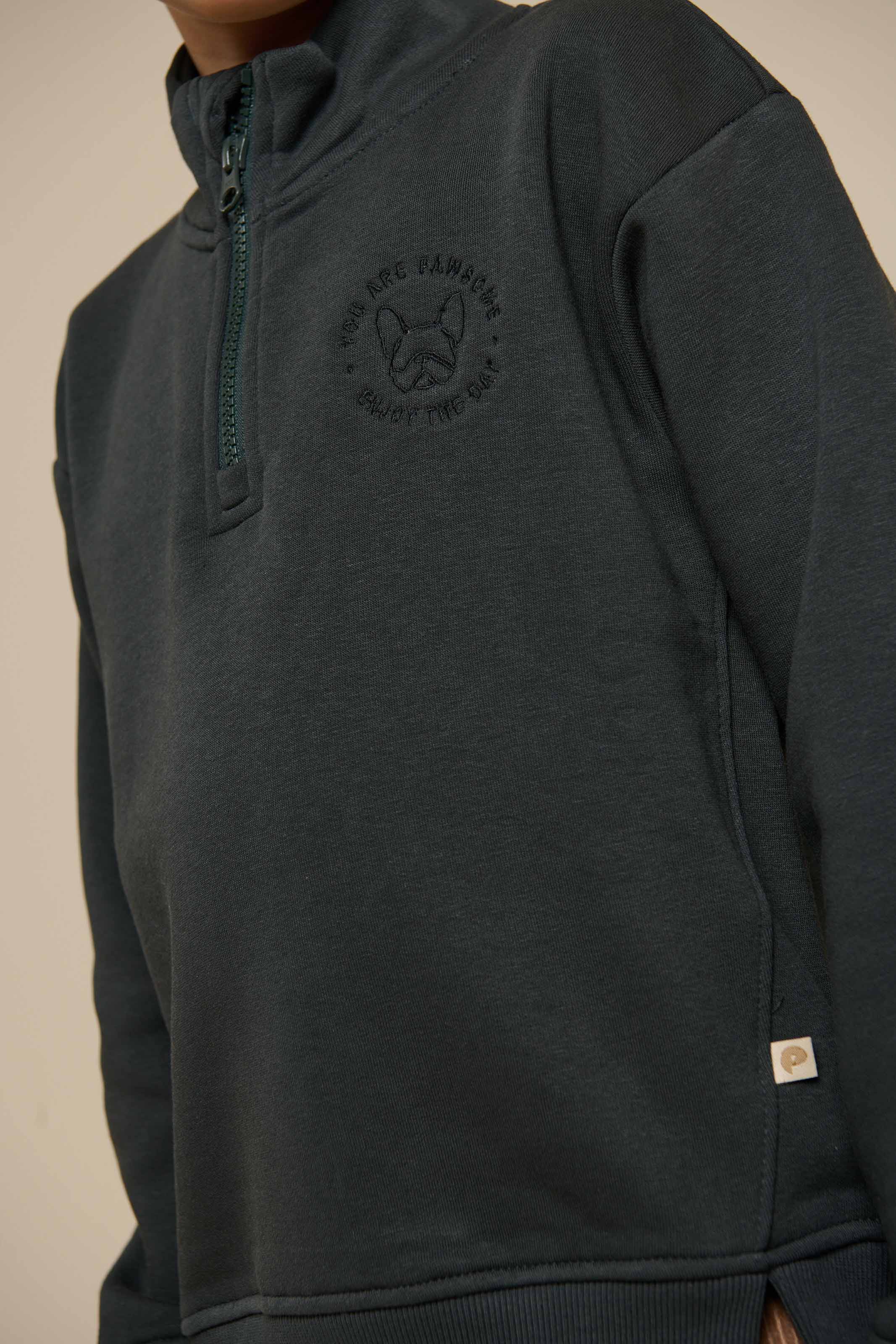Sweatshirt mit halbem Reißverschluss - Tween - Forest Green | 100811 Tristan - Image 6