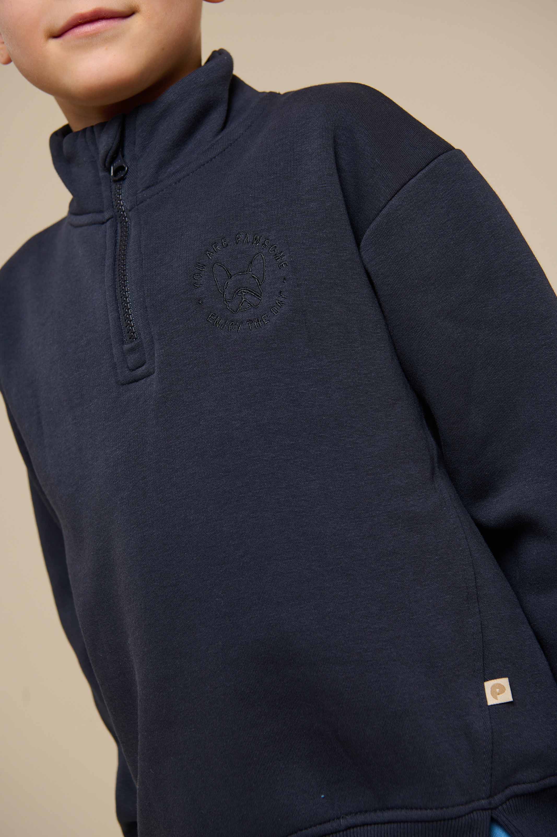 Sweatshirt mit halbem Reißverschluss - Tween - Navy | 100807 Tristan - Image 4
