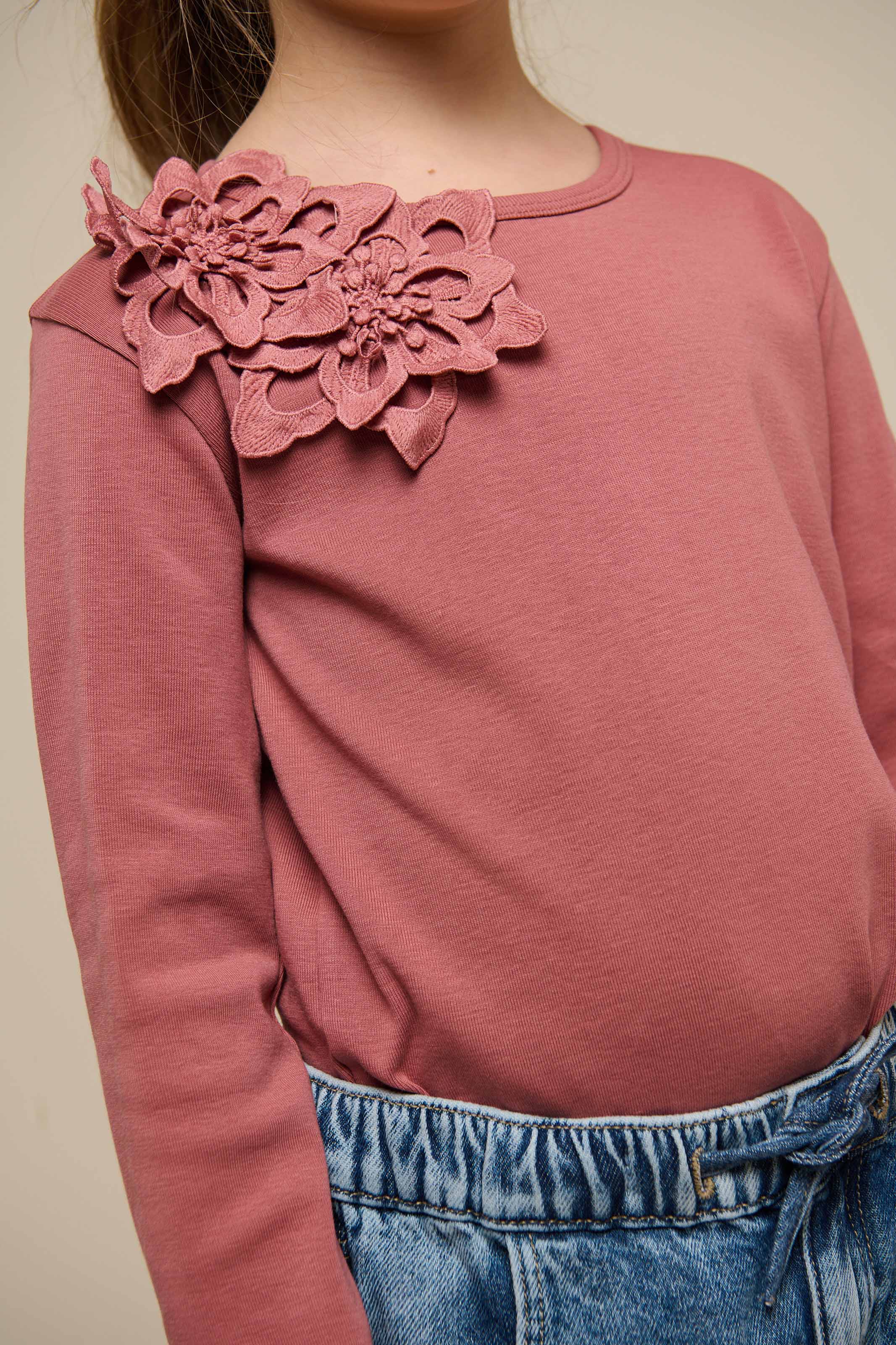 T-Shirt mit Blumenapplikation - Tween - Old Rose | 101234 Sarah - Image 5