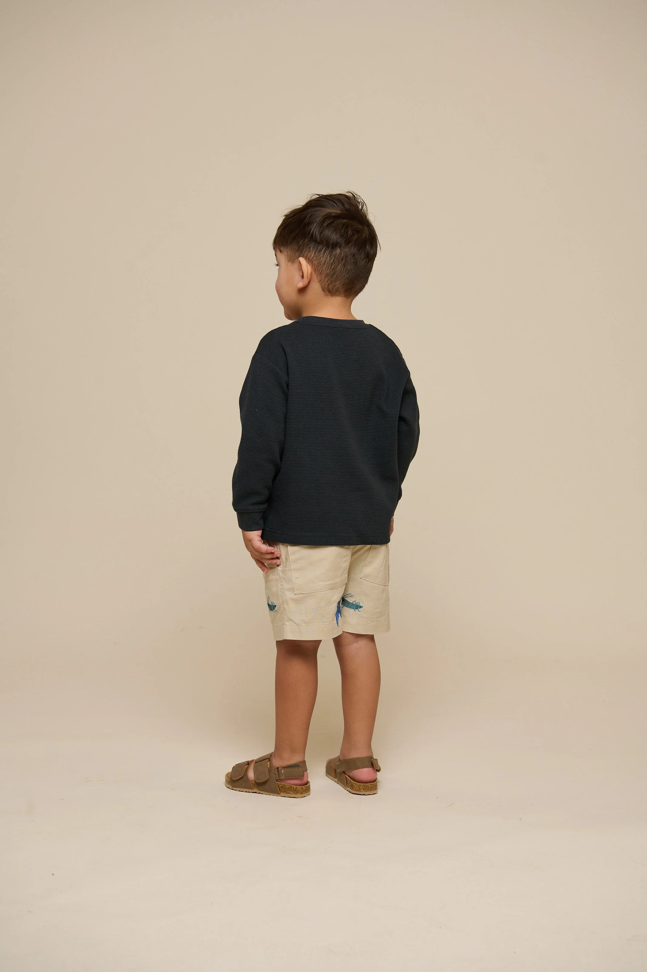 Texturiertes Langarm-T-Shirt - Kids - Forest Green | 100707 Malthe - Image 4