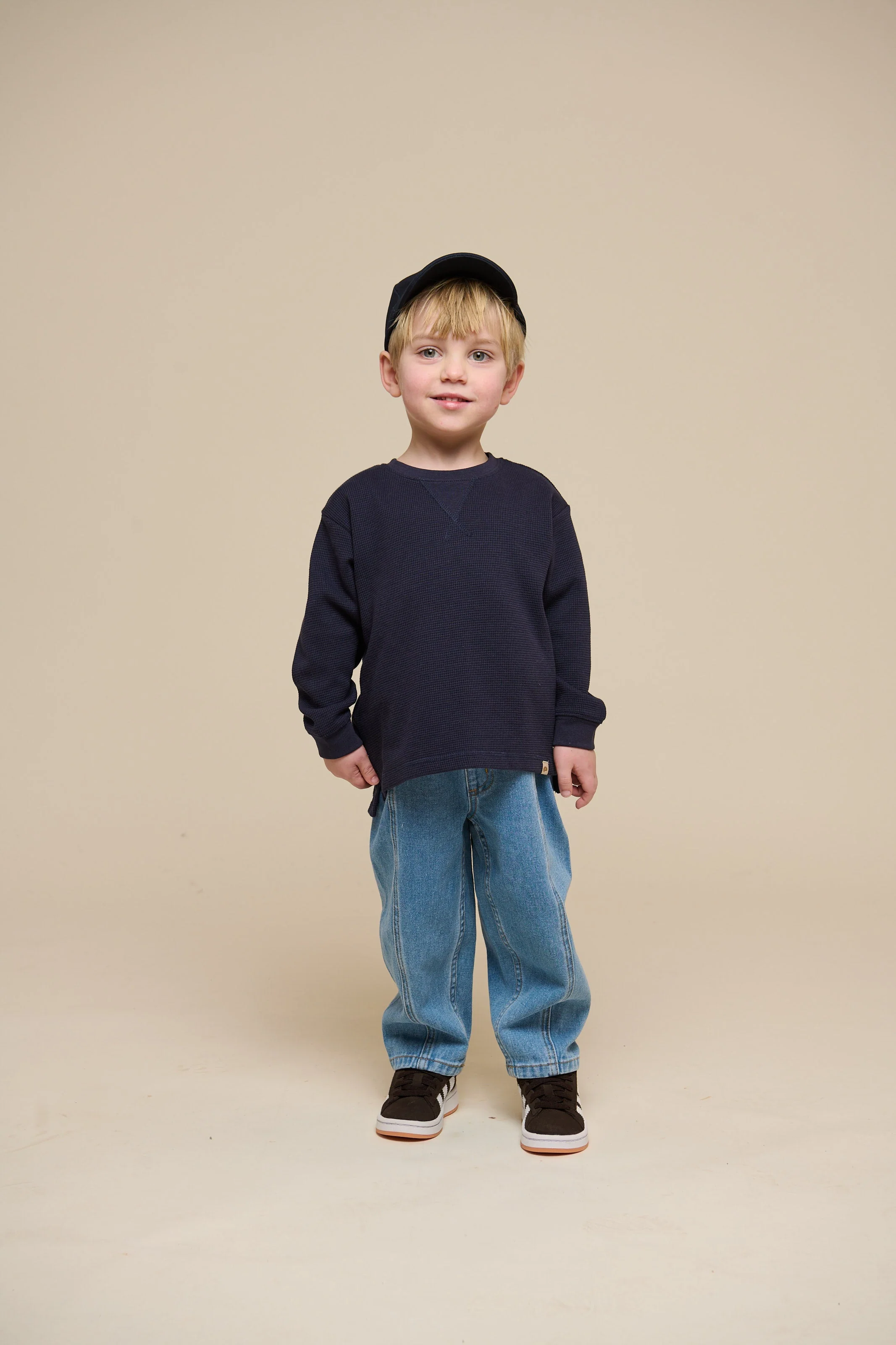Texturiertes Langarm-T-Shirt - Kids - Navy | 100703 Malthe - Image 2