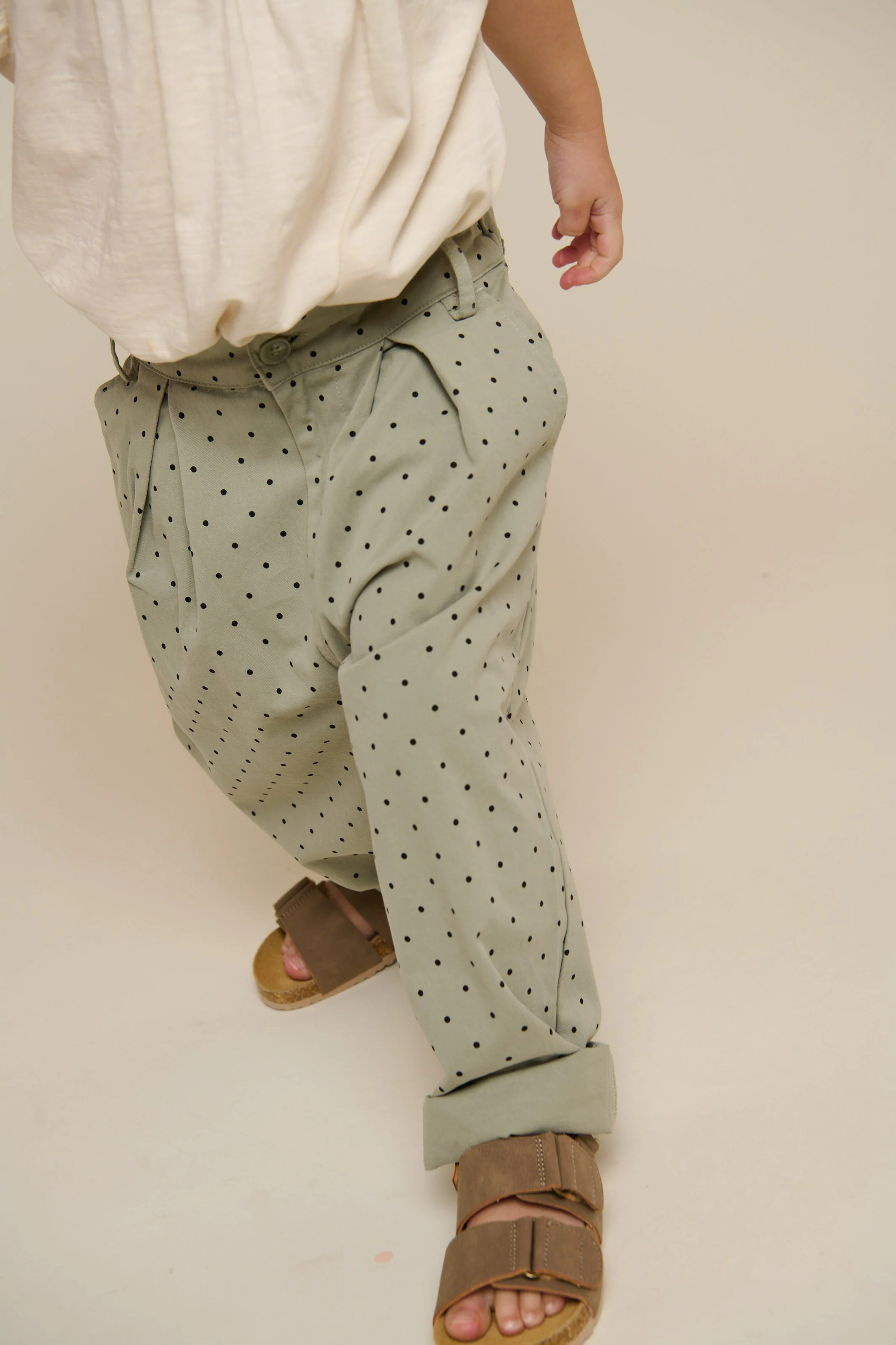 Twill-Hose mit Punkten - Kids - Dusty Green | 100616 Iris - Image 4