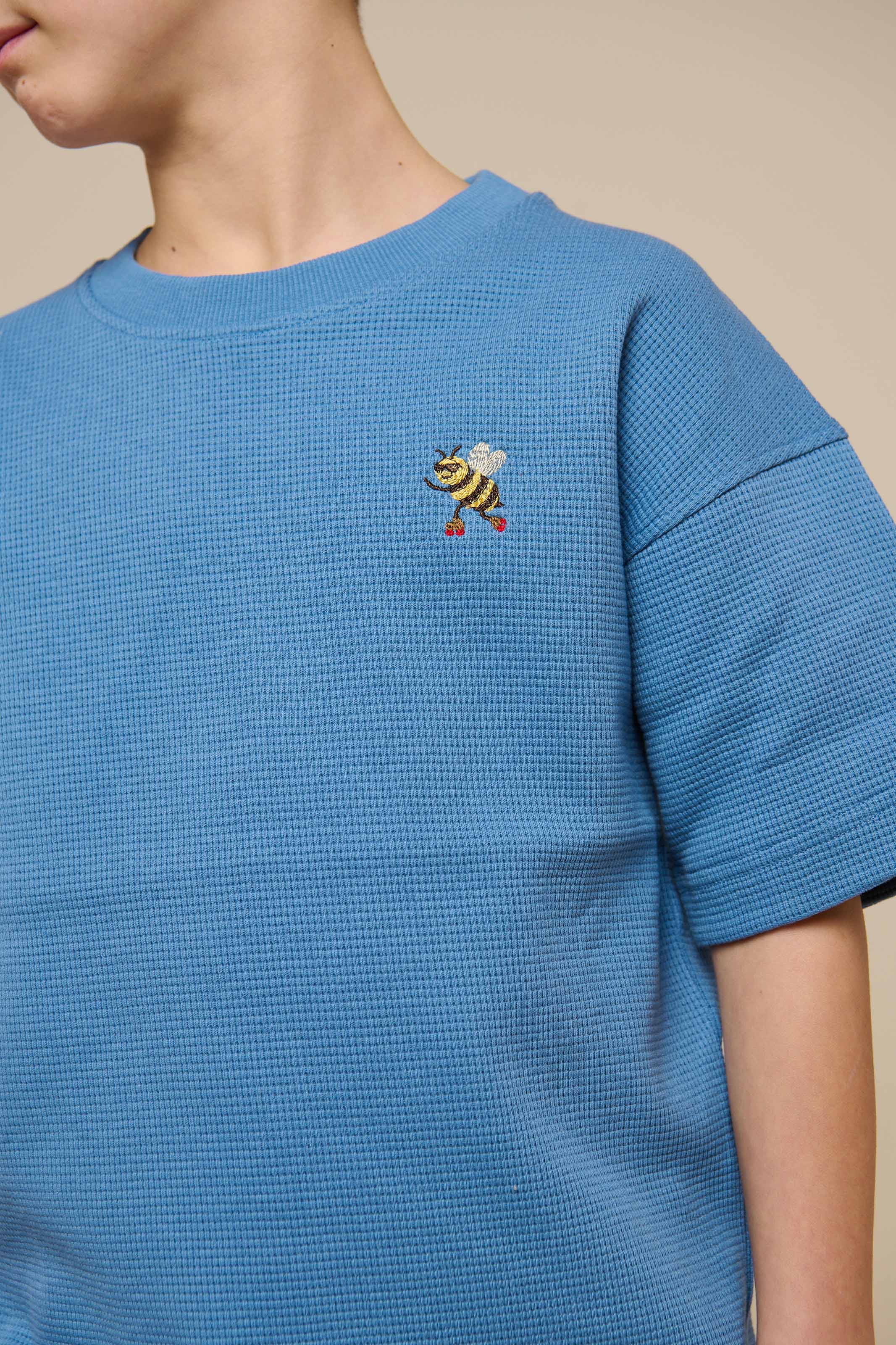 Waffel T-Shirt - Tween - Dusty Blue | 101151 Evan - Image 4