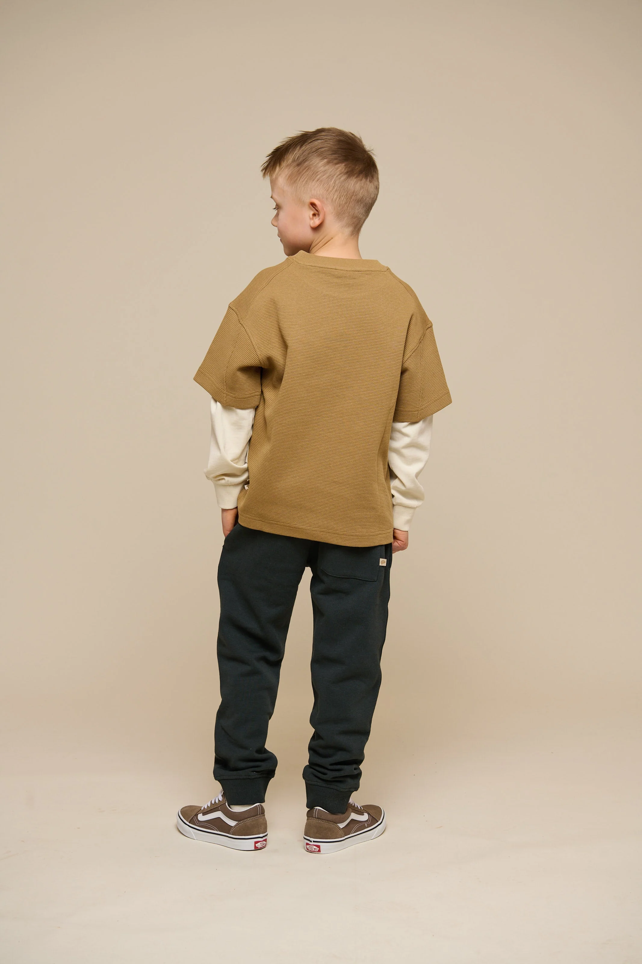 Waffel T-Shirt - Tween - Khaki | 101149 Evan - Image 5